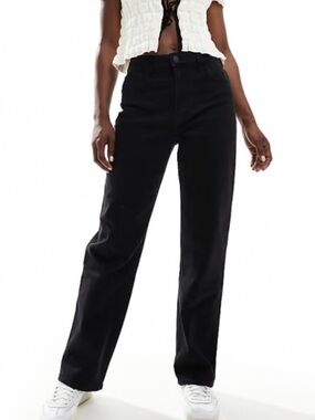 Hollister Ultra High-Rise Dad Jeans Black Wash Straight Leg W26 L31